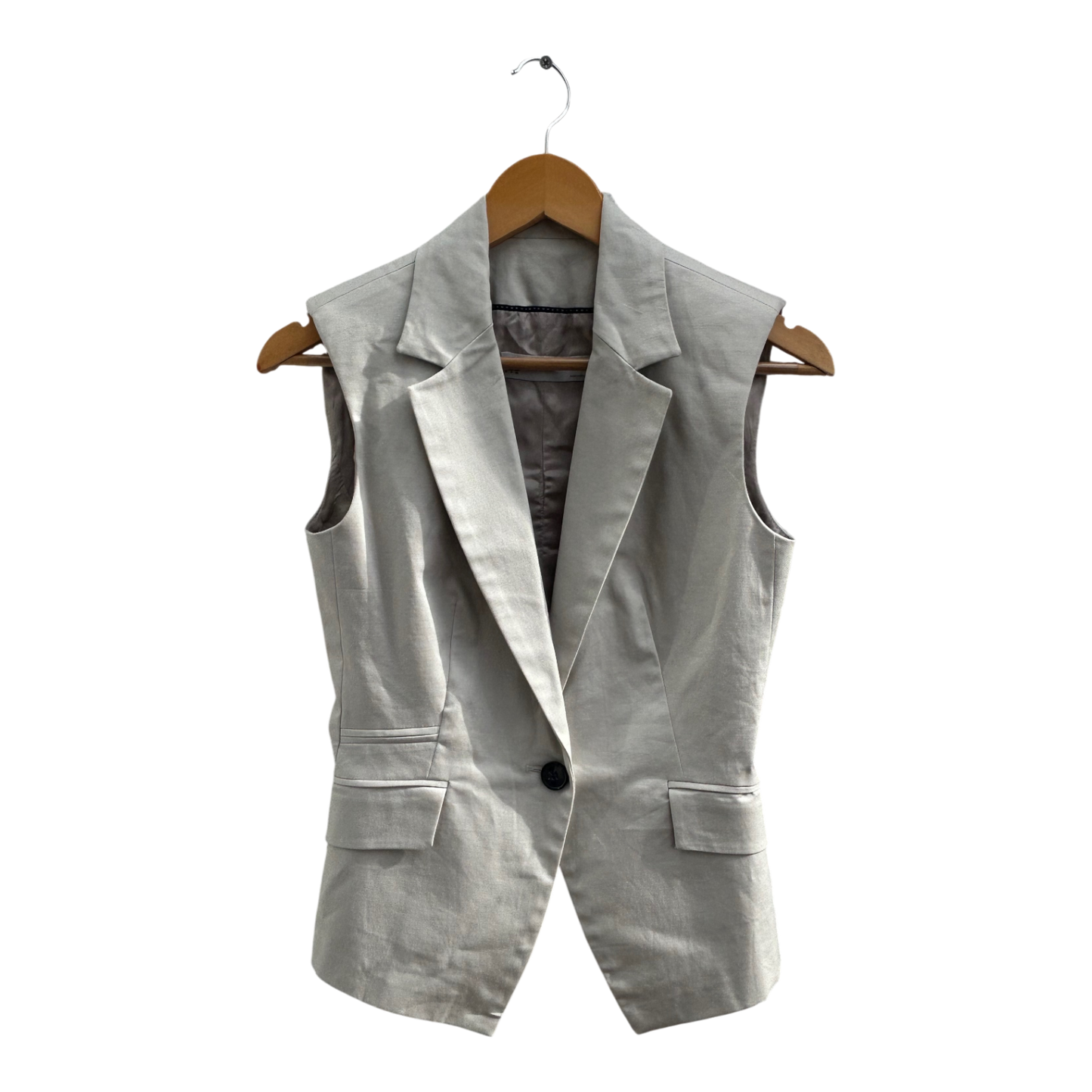 Zara Basic Weste Damen Gr S Beige Baumwolle Elegant Business Sommer Look