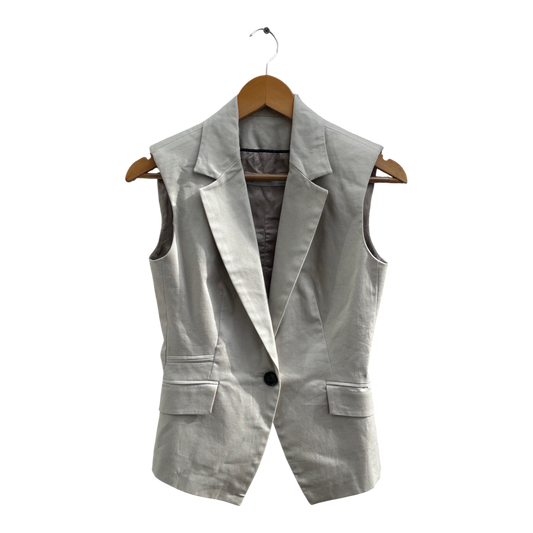 Zara Basic Weste Damen Gr S Beige Baumwolle Elegant Business Sommer Look