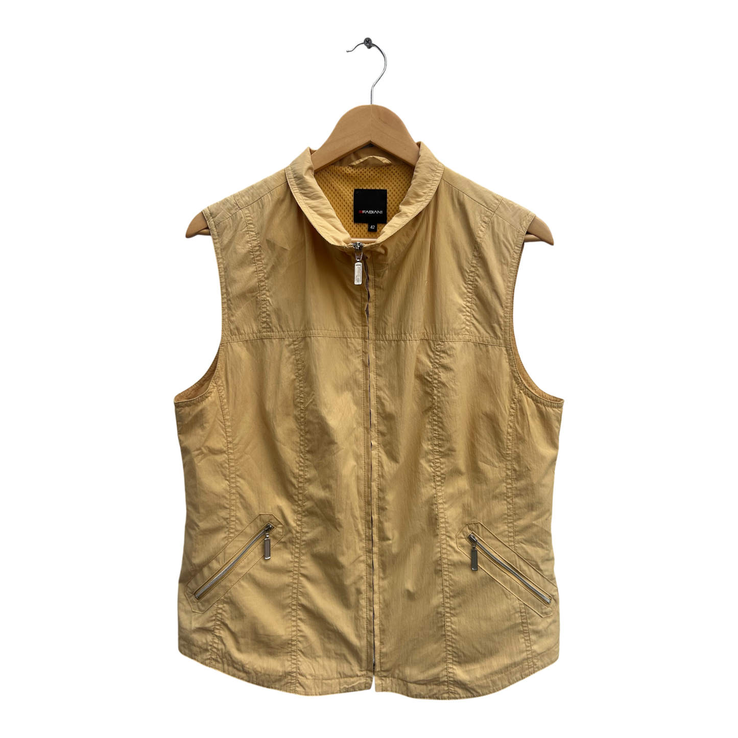 Fabiani Weste Damen Gr 42 Gelb Leicht Sommerlich Reißverschluss Freizeit Look
