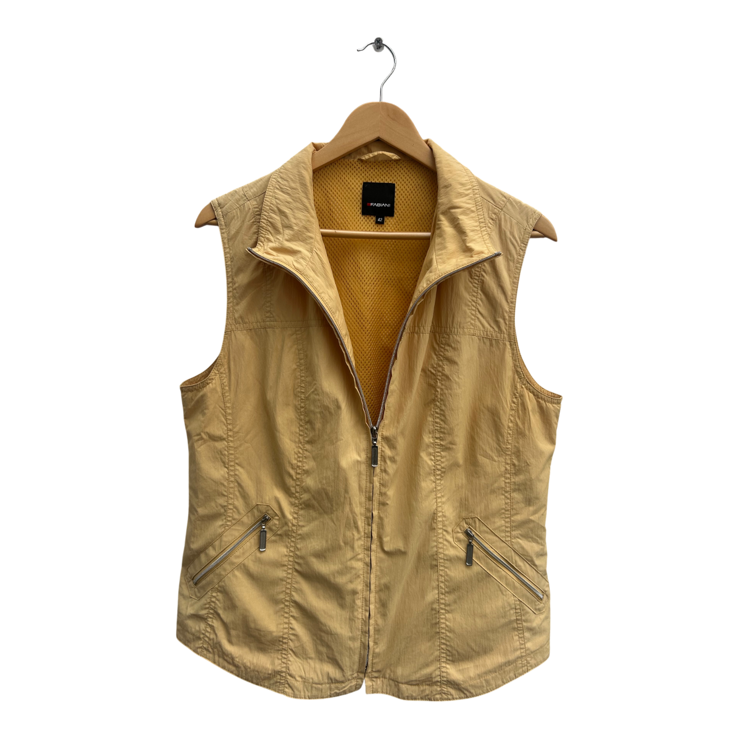 Fabiani Weste Damen Gr 42 Gelb Leicht Sommerlich Reißverschluss Freizeit Look