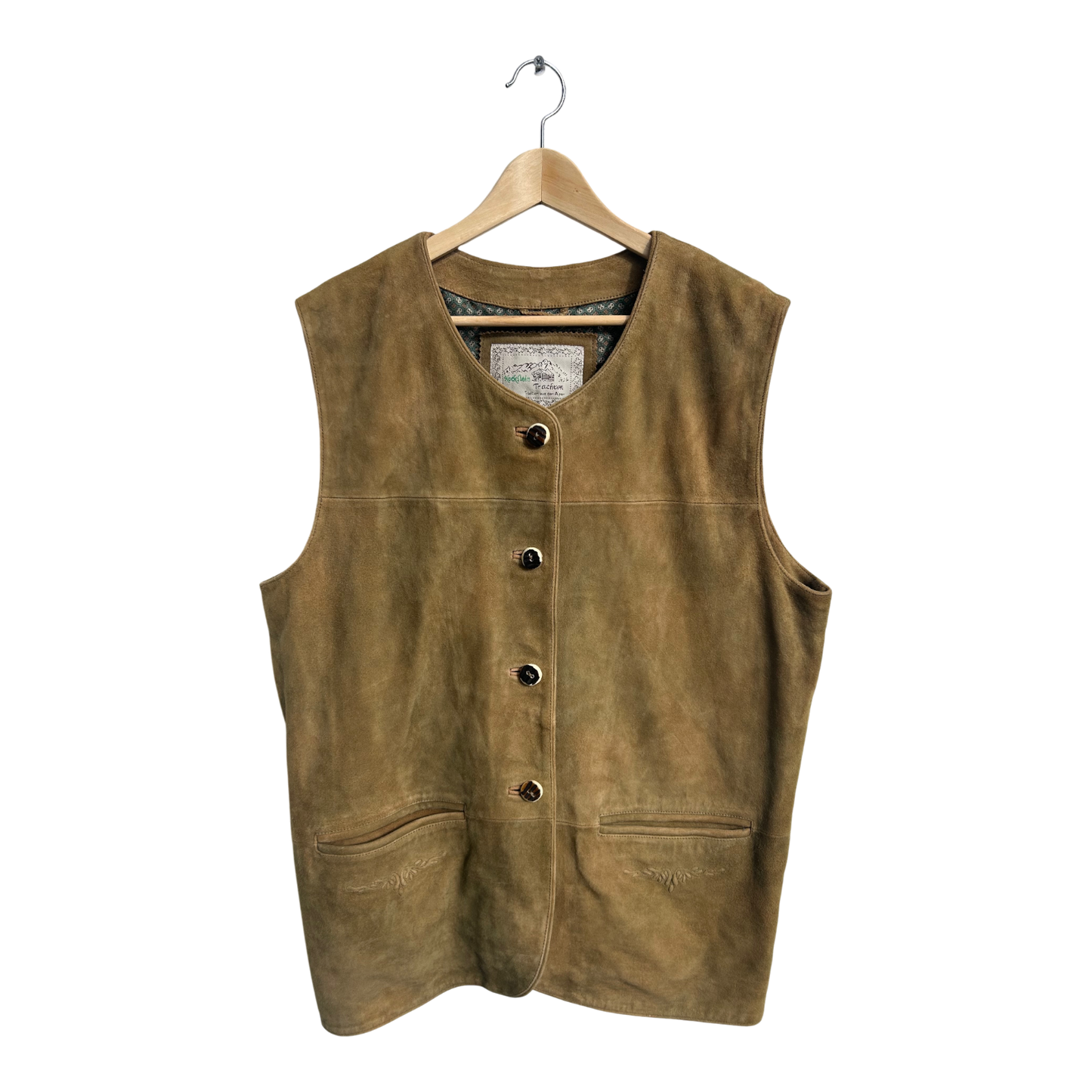 Hochstein Trachtenweste Herren Gr 54 Braun Wildleder Echtleder Klassisch