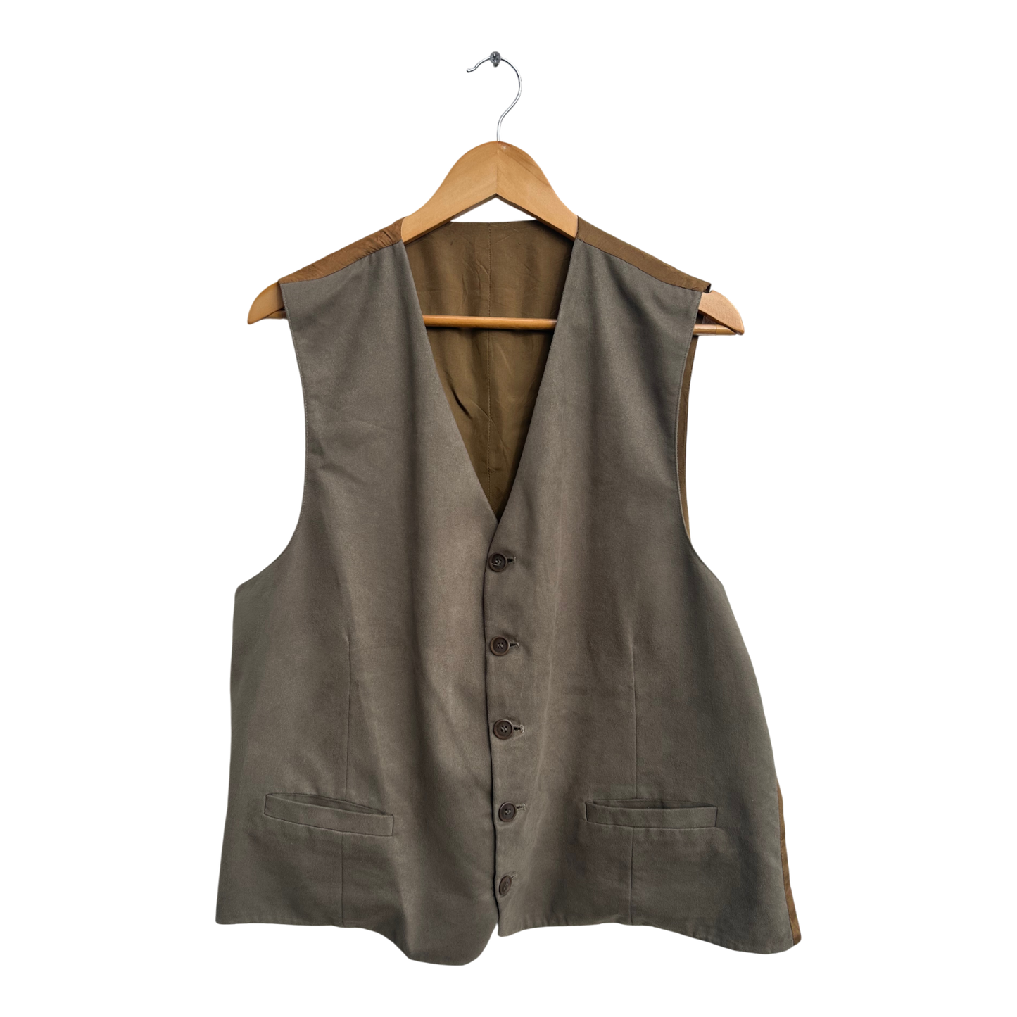 C&A Herren Weste L Kurzgröße 28 Braun Vintage Velours Stoff Klassisch Retro