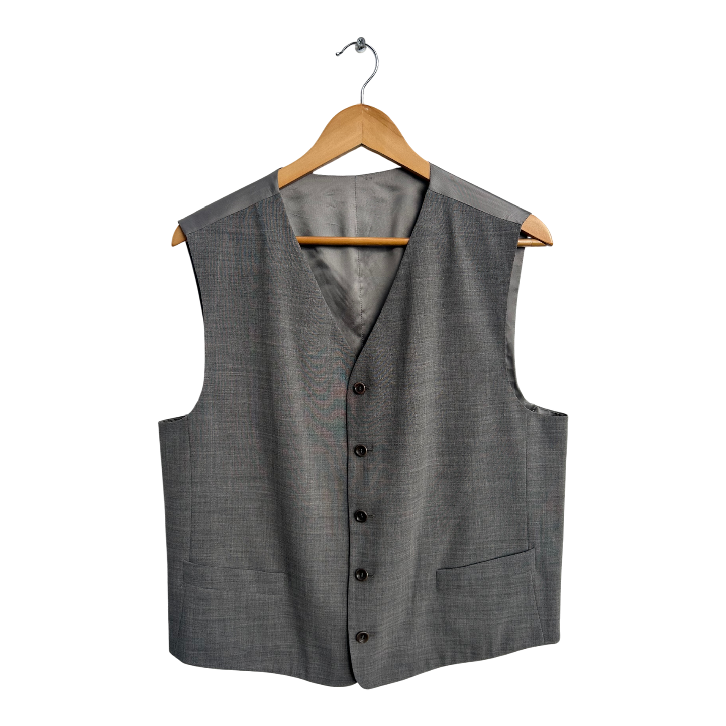 Herren Weste Gr M kurz Grau Vintage Wollmix Futter Viskose Klassisch Elegant