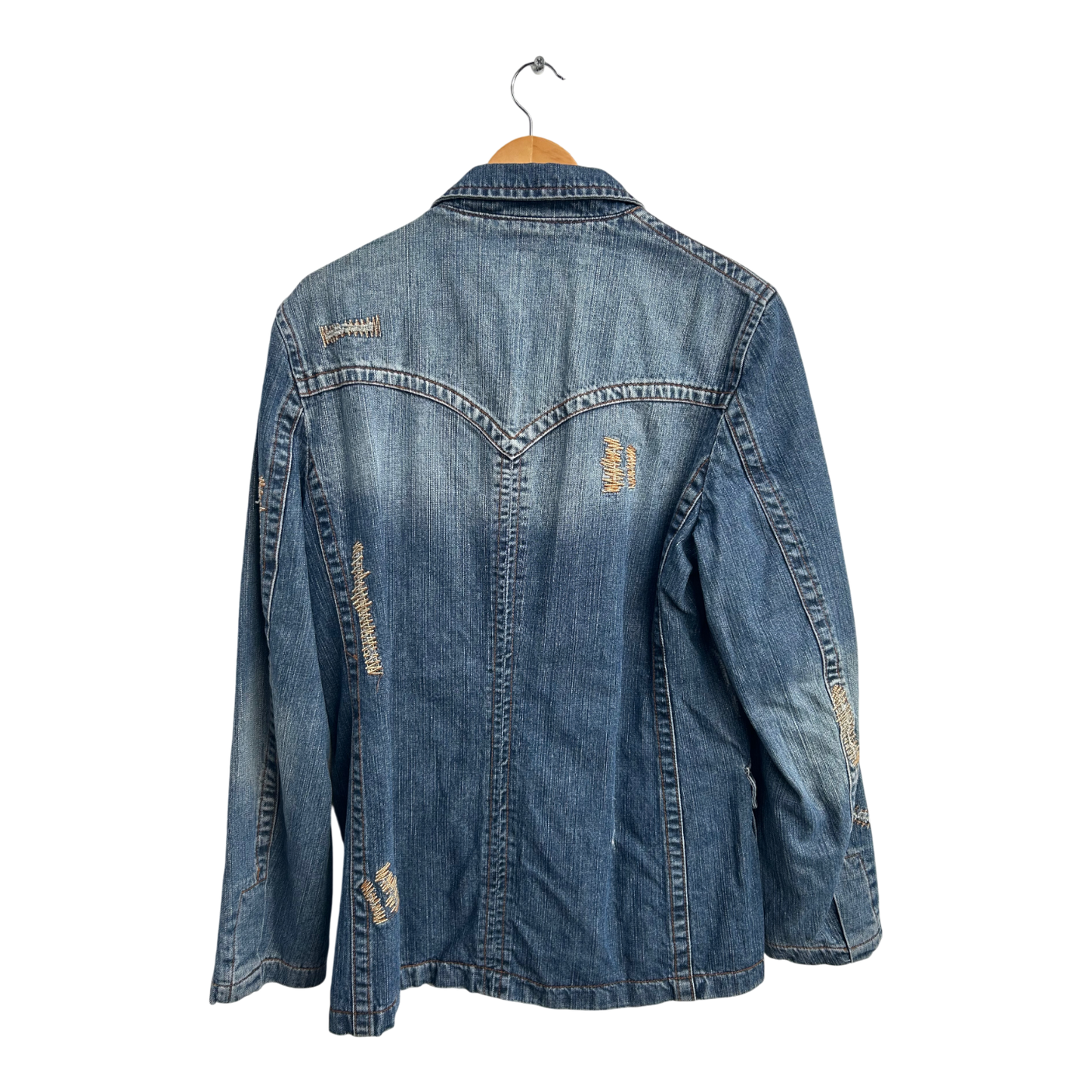 Cipo Baxx Jeans Sakko Jacke Herren Gr L Blau Denim Vintage Destroyed Neu Etikett