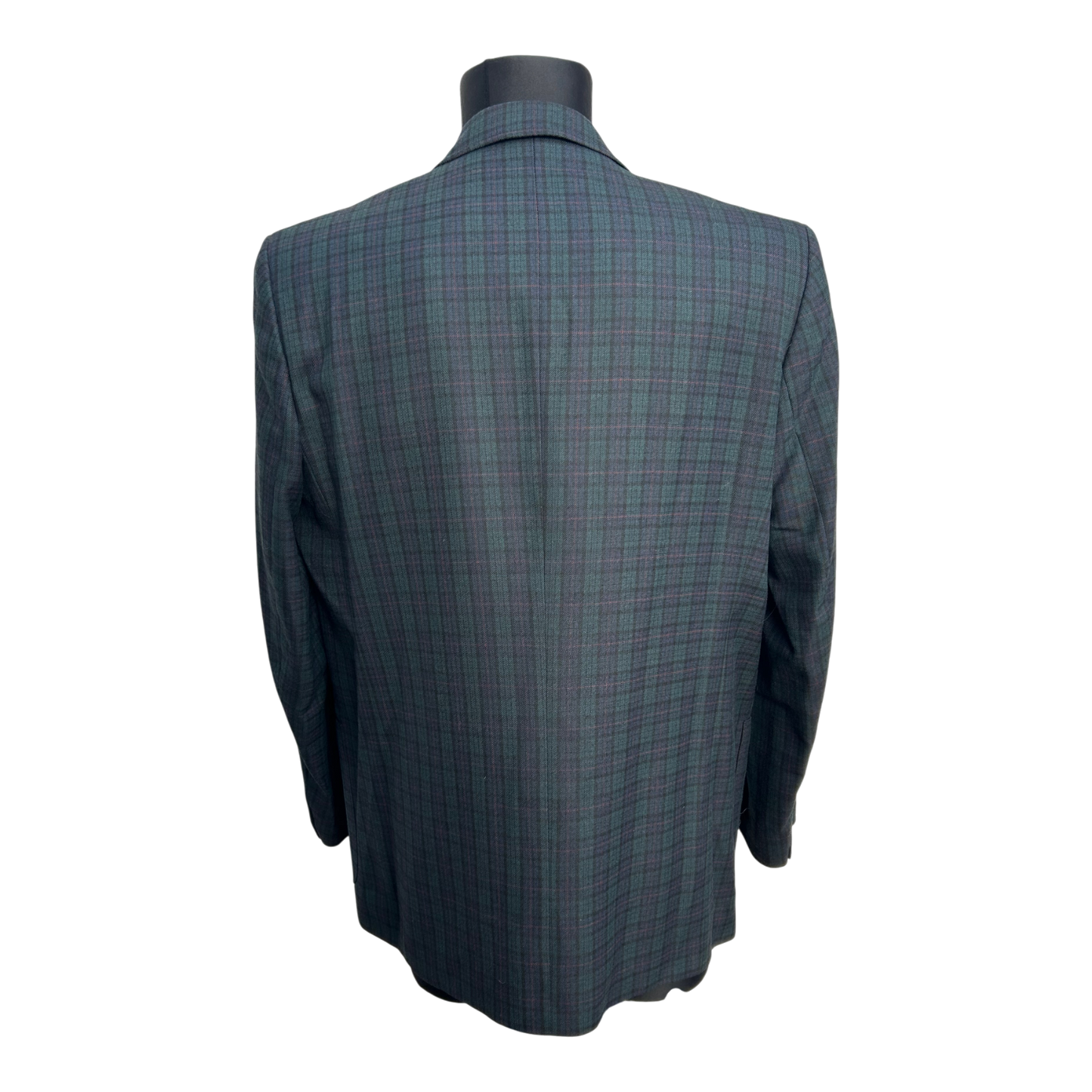 Alhos Sakko Herren Gr 54 Dunkelgrün Dunkelblau Karo Wollstoff Elegant Vintage Classic