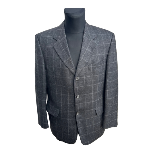 Levanto Sakko Herren Gr 50 Grau Fensterkaro Schurwolle Elegant Classic Business