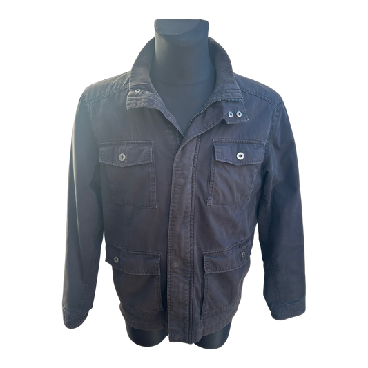 Angelo Litrico Herren Jacke Gr L Schwarz Baumwolle Freizeit Used Look klassisch