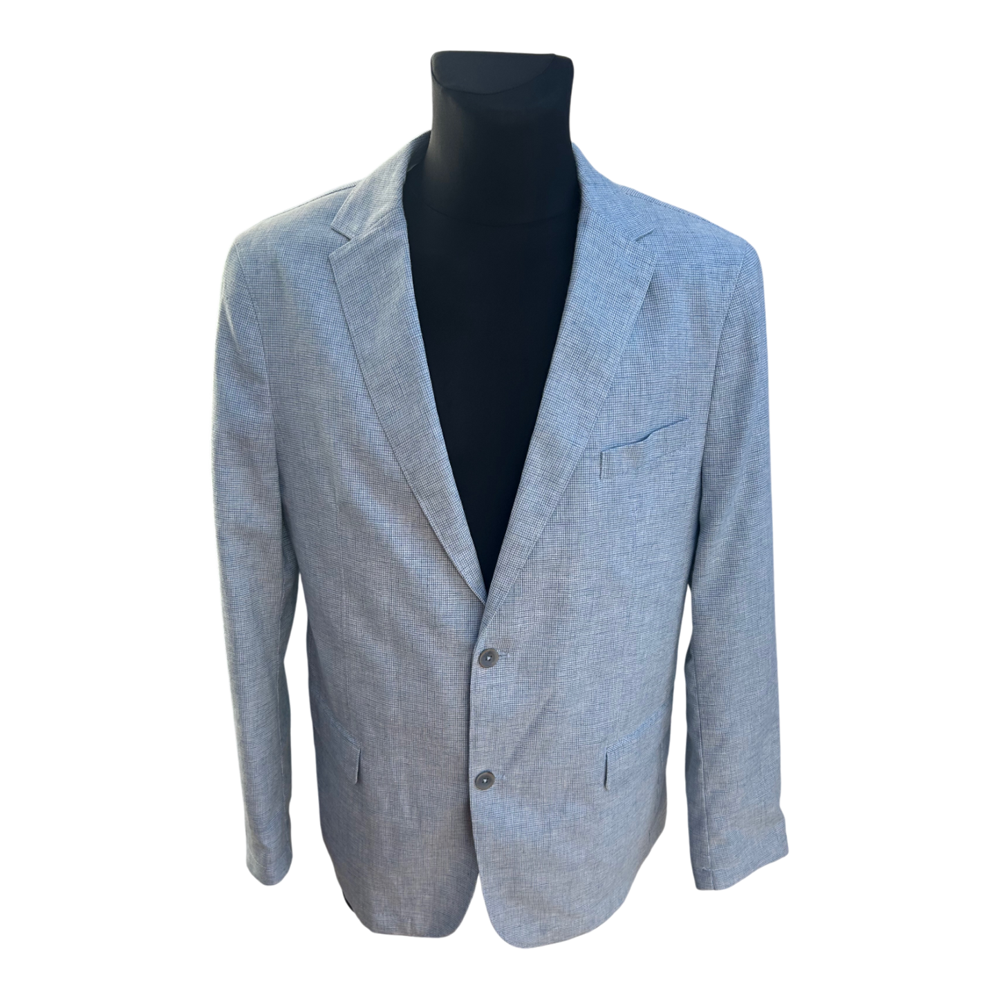 Christian Berg Sakko Herren Gr 56 Hellblau Leinenmix Halbgefüttert Elegant Sommer