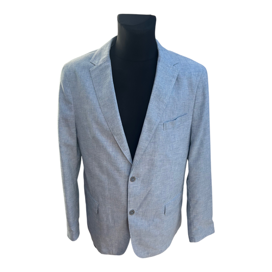 Christian Berg Sakko Herren Gr 56 Hellblau Leinenmix Halbgefüttert Elegant Sommer