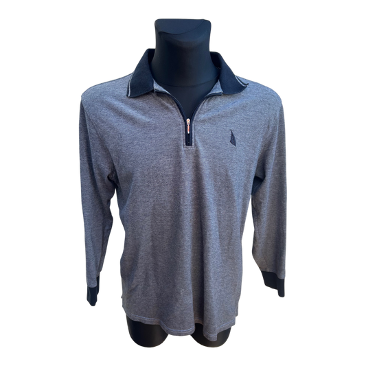 Andrew James Sailing Poloshirt Herren Gr 54 XL Grau Langarm Baumwolle Casual Sportlich