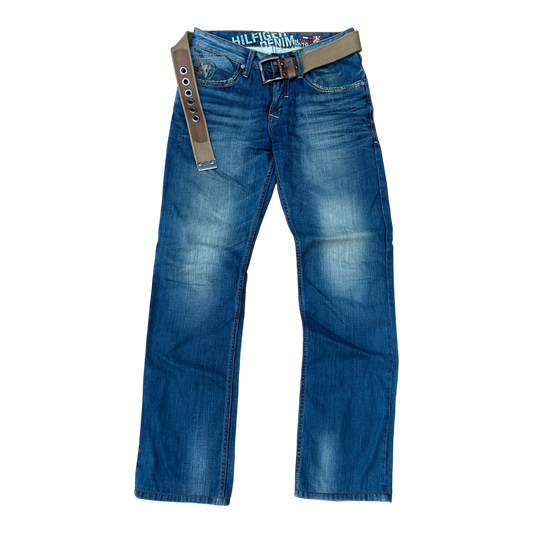 Tommy Hilfiger Jeans Herren Gr 30 Blau Modell 1307 Denim Used Look Gürtel Baumwolle