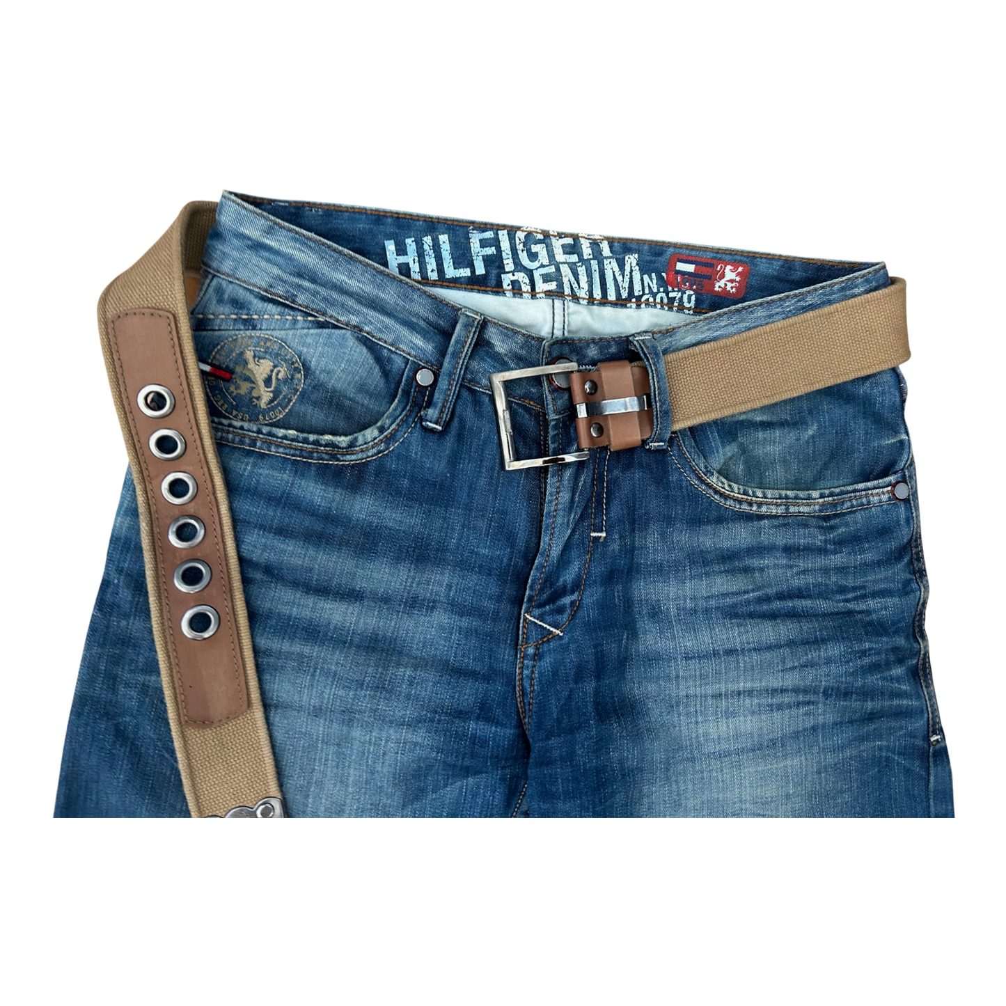 Tommy Hilfiger Jeans Herren Gr 30 Blau Modell 1307 Denim Used Look Gürtel Baumwolle