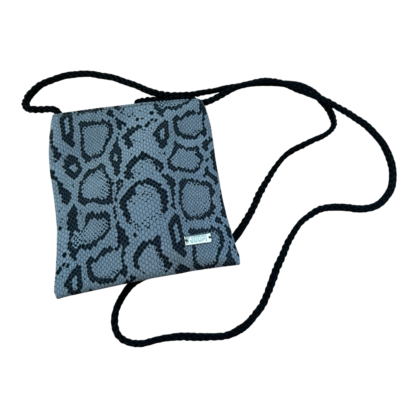 Joop Tasche Mini Crossbody Grau Schlangenmuster Reißverschluss Umhängetasche Elegant