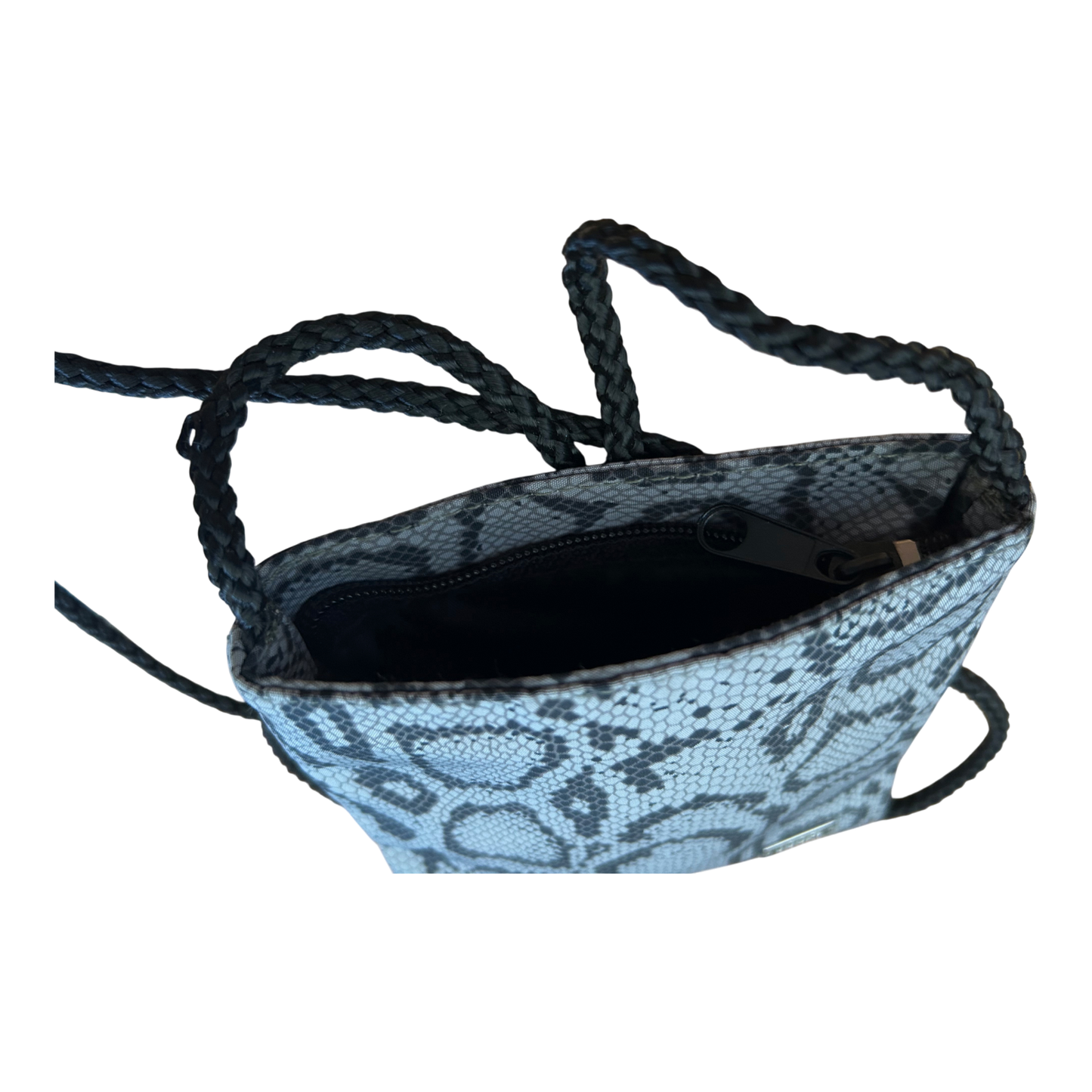 Joop Tasche Mini Crossbody Grau Schlangenmuster Reißverschluss Umhängetasche Elegant