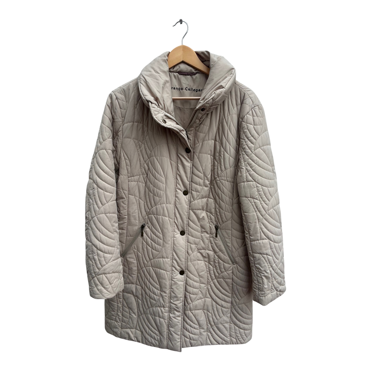 Franco Callegari Damen Steppjacke Steppmantel Gr 42 Beige Gefüttert Warm Elegant