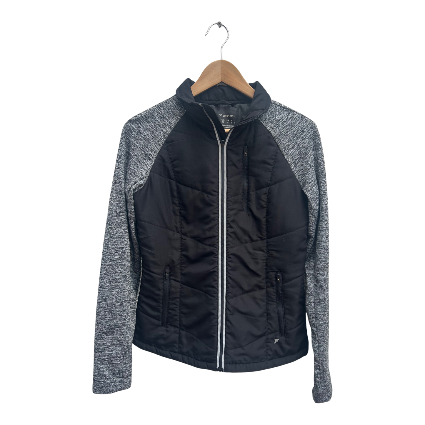 Atmosphere Sportjacke Damen Gr 38 Schwarz Grau Trainingsjacke Leicht Wattiert Modern