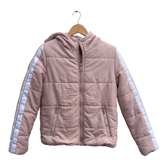 Jean Pascale Damen Steppjacke Gr 36 Rosa Kapuze Weiß Gestreift Gefüttert