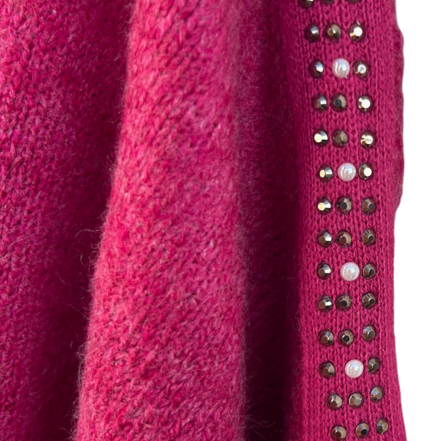 Gina Benotti Pullover Damen Gr XL Pink Strass V-Ausschnitt Feinstrick Elegant