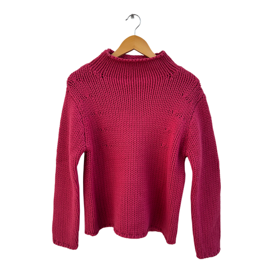 Anna Morelle Pullover Damen Gr M Pink Stehkragen Strick Weich Wollmix Elegant