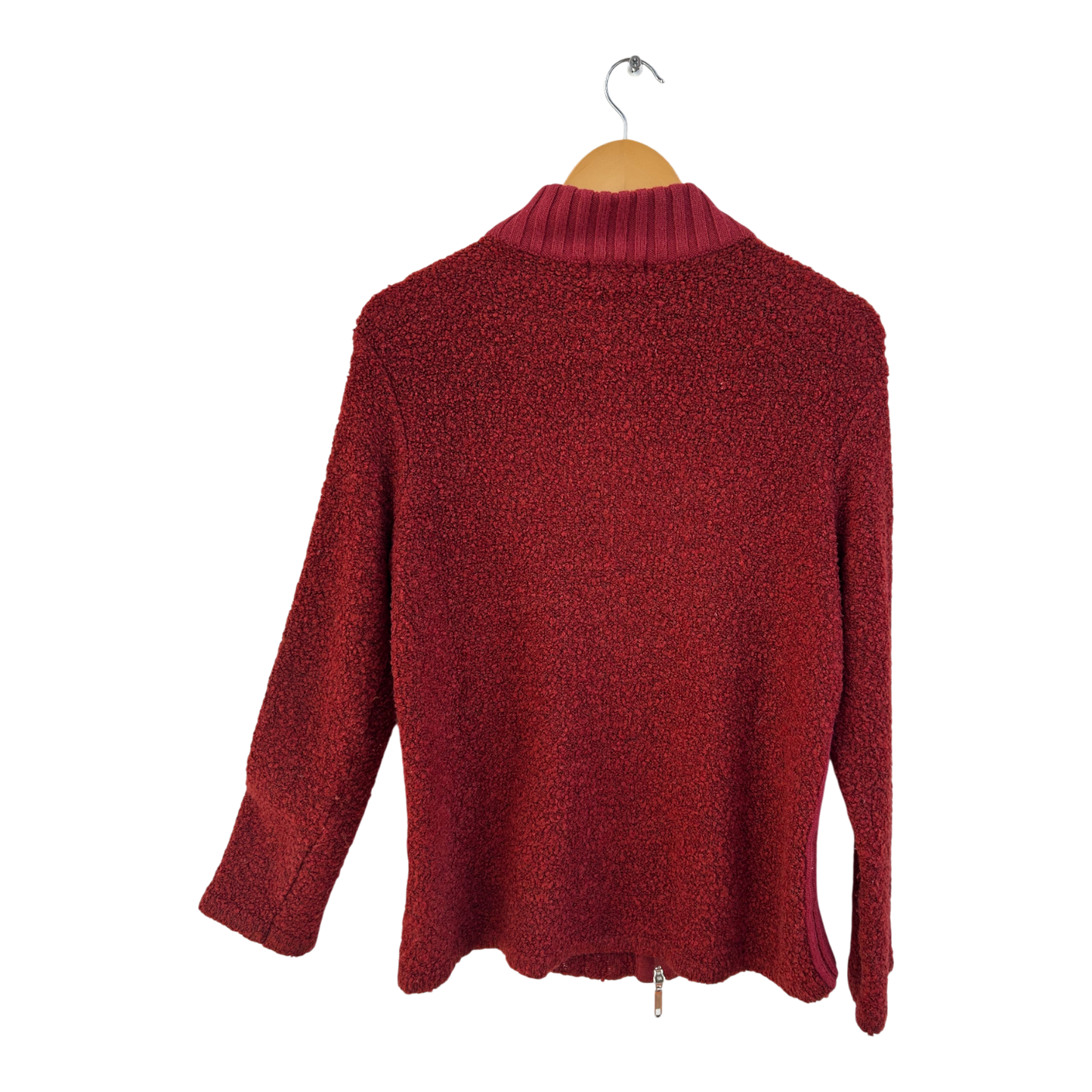 Bonita Strickjacke Damen Gr L Rot Wollmix Struktur Strick Reißverschluss Elegant