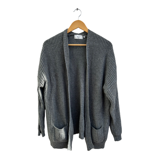 The Basics C&A Strickjacke Damen Gr L Grau Alpaka Wolle Offen Taschen Elegant