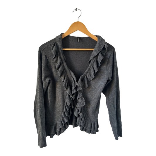 Soyaconcept Strickjacke Damen Gr S Grau Viskosemix Feinstrick Mit Rüschen