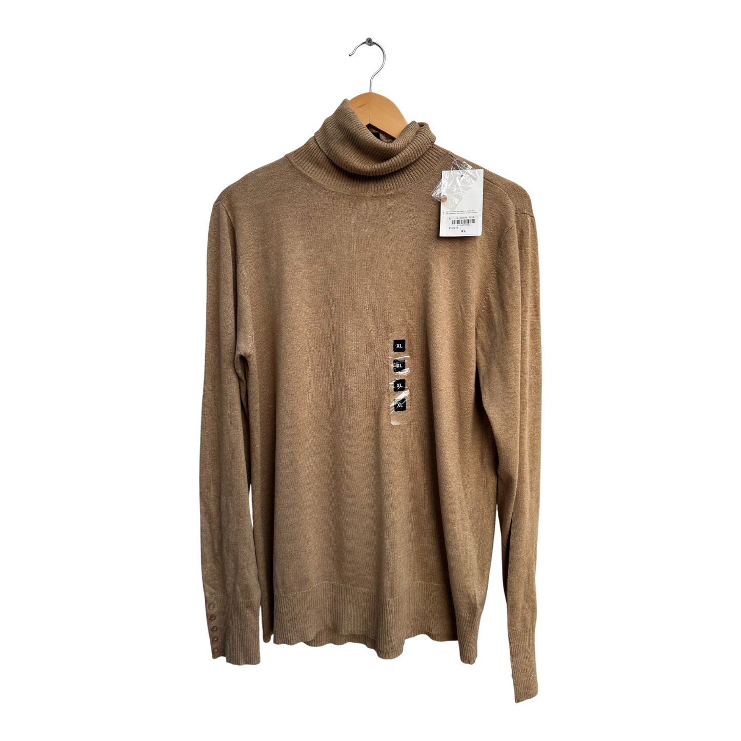 Woman 1892 Rollkragenpullover Damen XL Hellbraun Viskose Feinstrick Elegant Neu