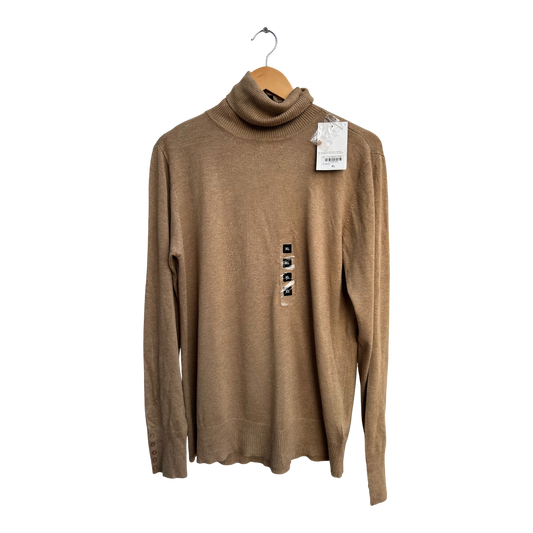 Woman 1892 Rollkragenpullover Damen XL Hellbraun Viskose Feinstrick Elegant Neu