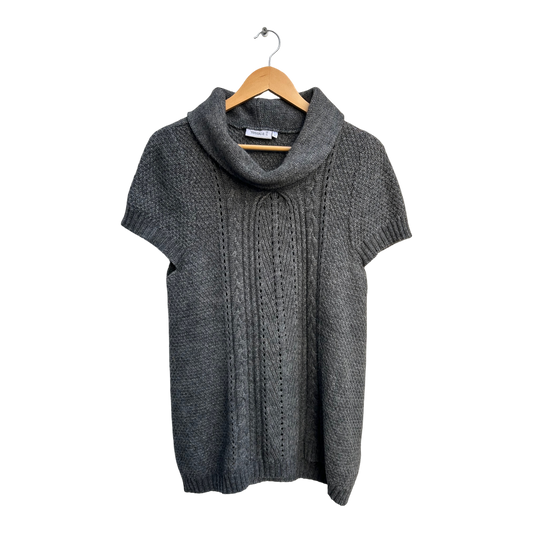 Yessica Pullover Damen L Grau Rollkragen Kurzarm Longpullover Wolle Elegant