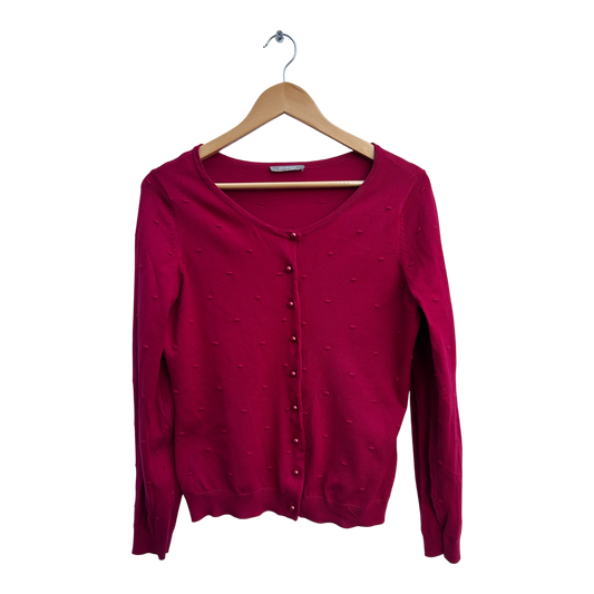 Orsay Strickjacke Damen L Pink Baumwolle Langarm Punkte Muster Perlen Elegant