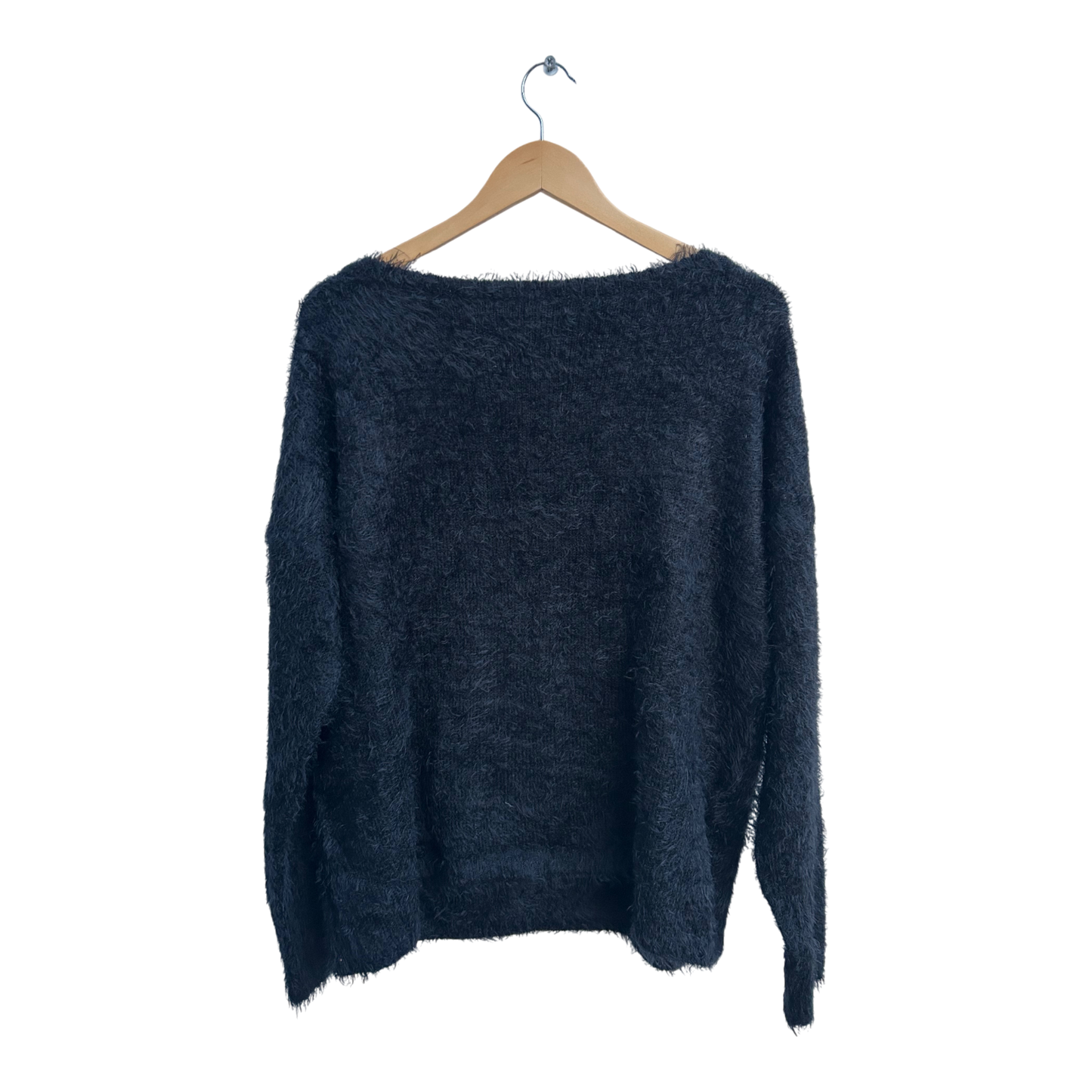 Esmara Pullover Damen M Schwarz Flauschig Langarm Weich Winter Elegant Kuschelig