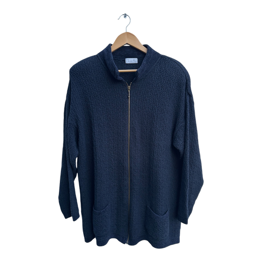 Bonita Strickjacke Damen L Blau Baumwolle Mix Reißverschluss Taschen Elegant