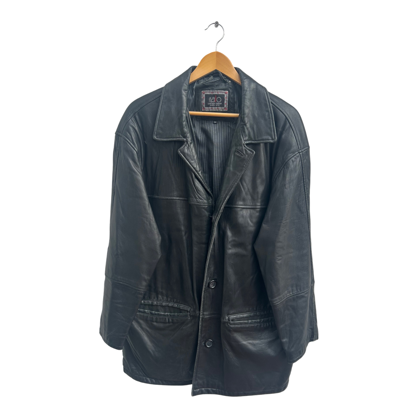 Lederjacke Schwarz Herren Itallo Leather Fashion Gr 50 Echtleder Vintage Softleder