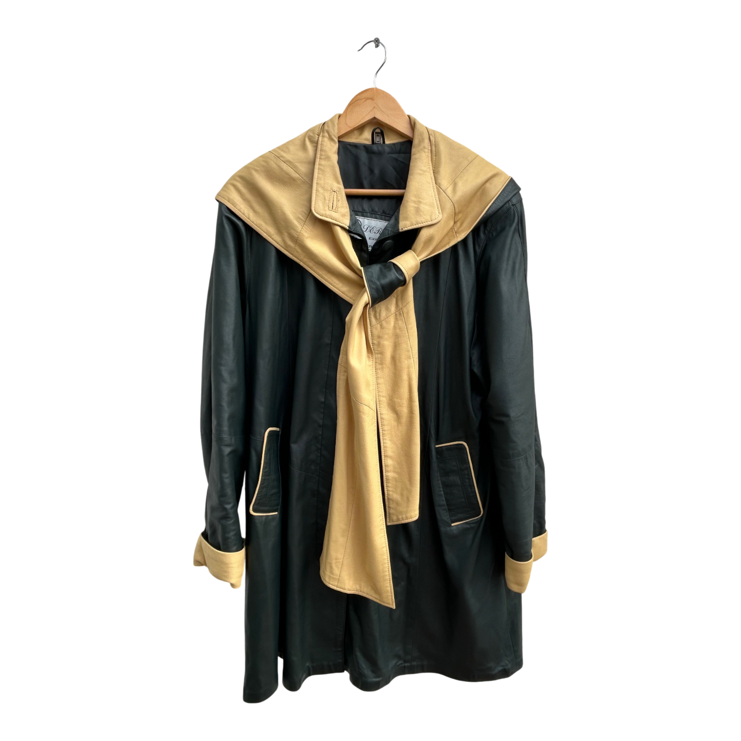 Ledermantel Zweifarbig Damen Gr M Verre Pelle Echtleder Butterweich Kapuze Luxus