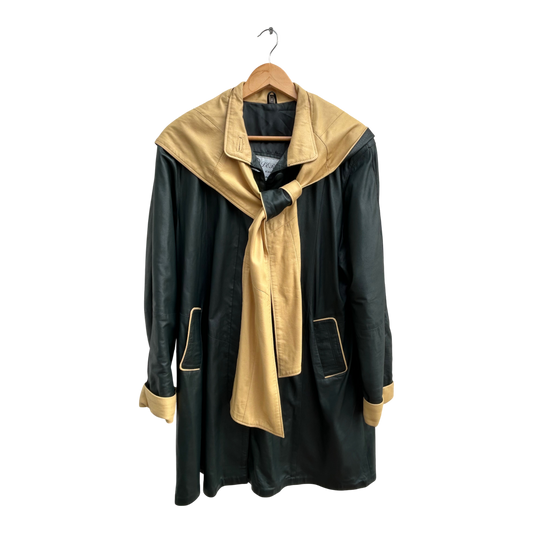 Ledermantel Zweifarbig Damen Gr M Verre Pelle Echtleder Butterweich Kapuze Luxus