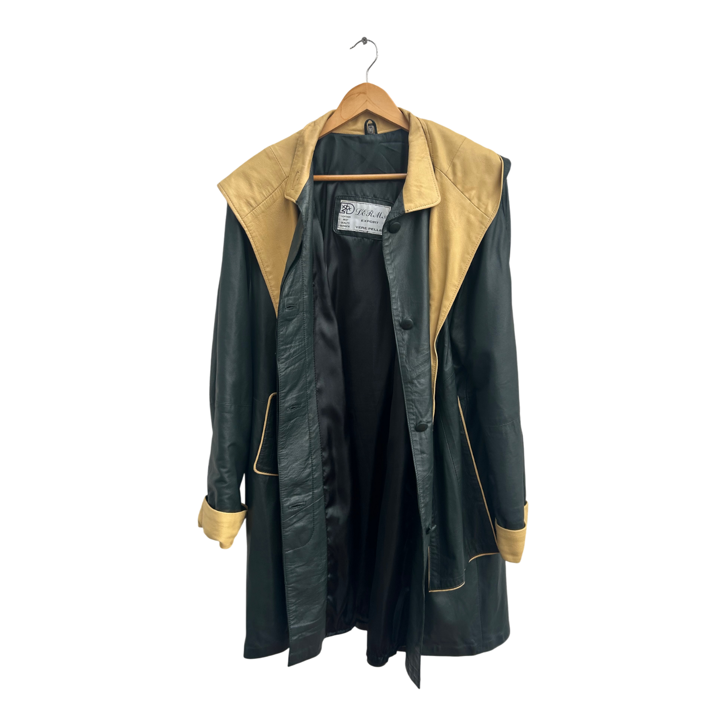 Ledermantel Zweifarbig Damen Gr M Verre Pelle Echtleder Butterweich Kapuze Luxus