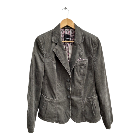 Taifun Blazer Damen 42 Grau Cord Klassisch Elegant Baumwolle Stretch Gefüttert