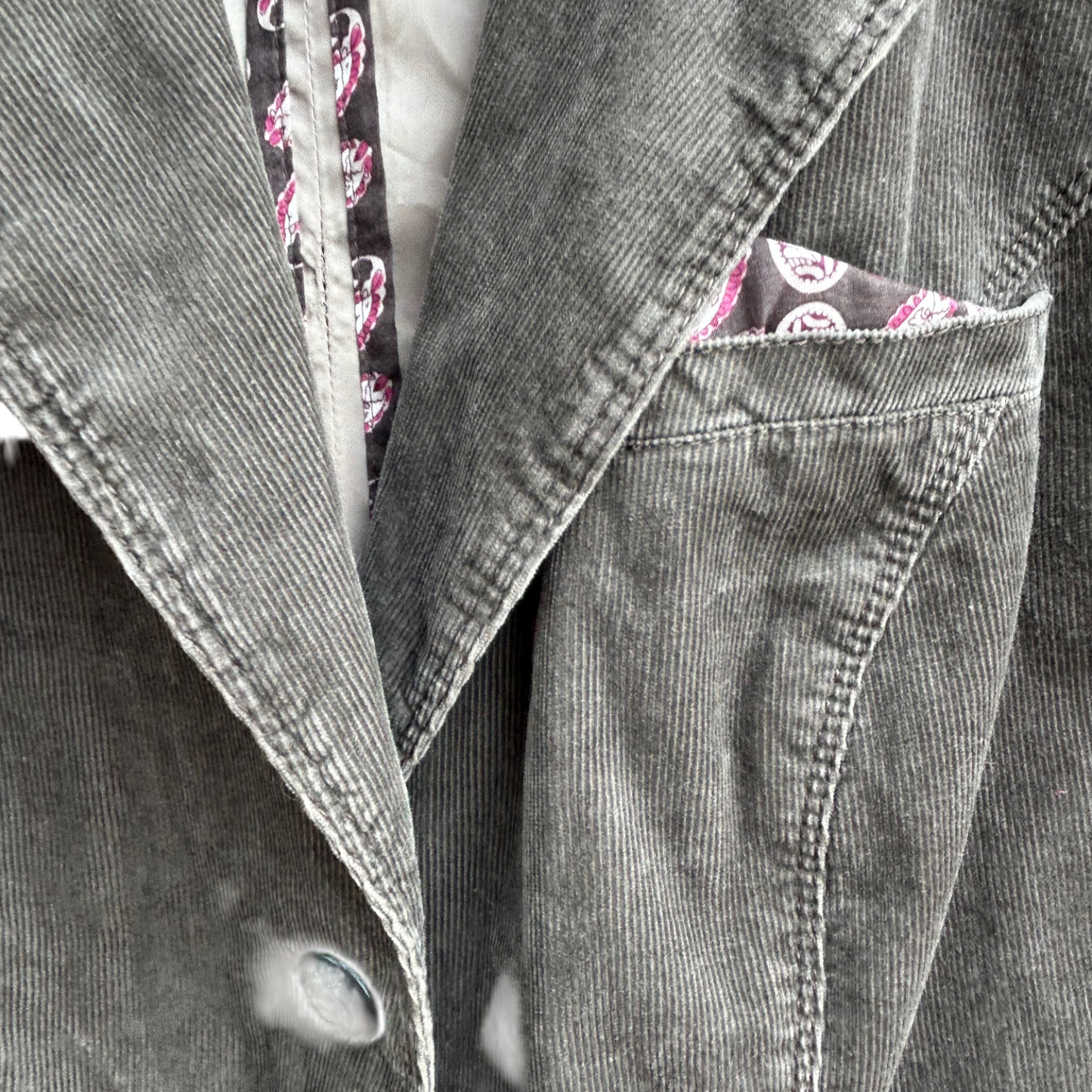 Taifun Blazer Damen 42 Grau Cord Klassisch Elegant Baumwolle Stretch Gefüttert