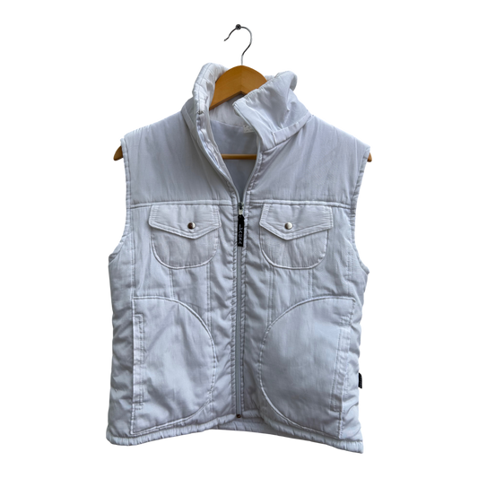 Laura Steppweste Damen Gr 38 Weiß Stehkragen Taschen Freizeit Übergangszeit