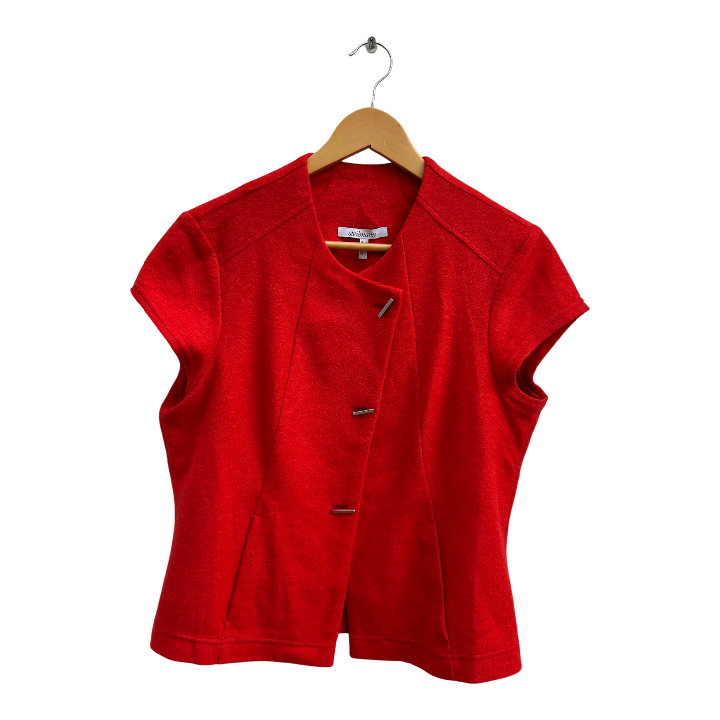 Steilmann Weste Damen Gr 38 Orangerot Wollmix Kurzarm Elegant Klassisch Vintage