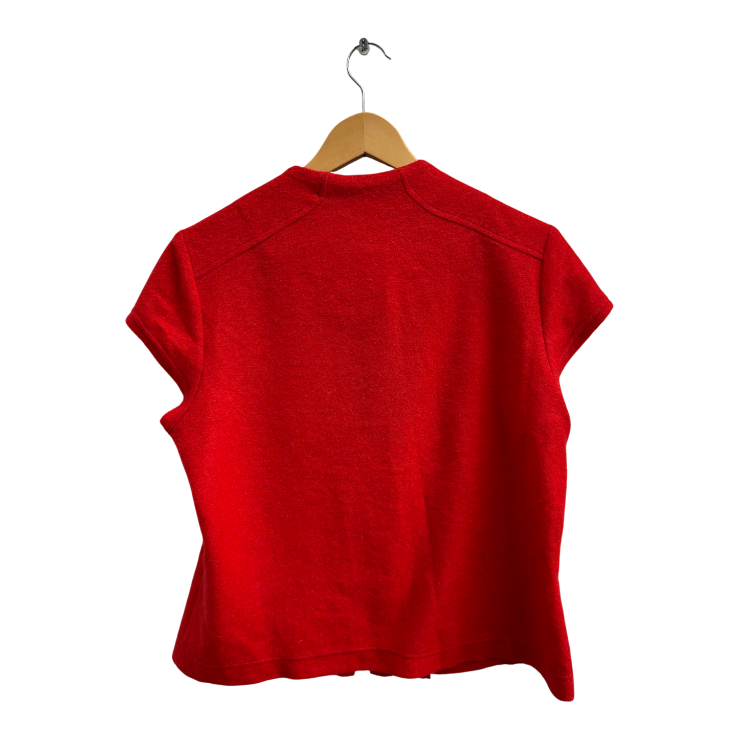 Steilmann Weste Damen Gr 38 Orangerot Wollmix Kurzarm Elegant Klassisch Vintage