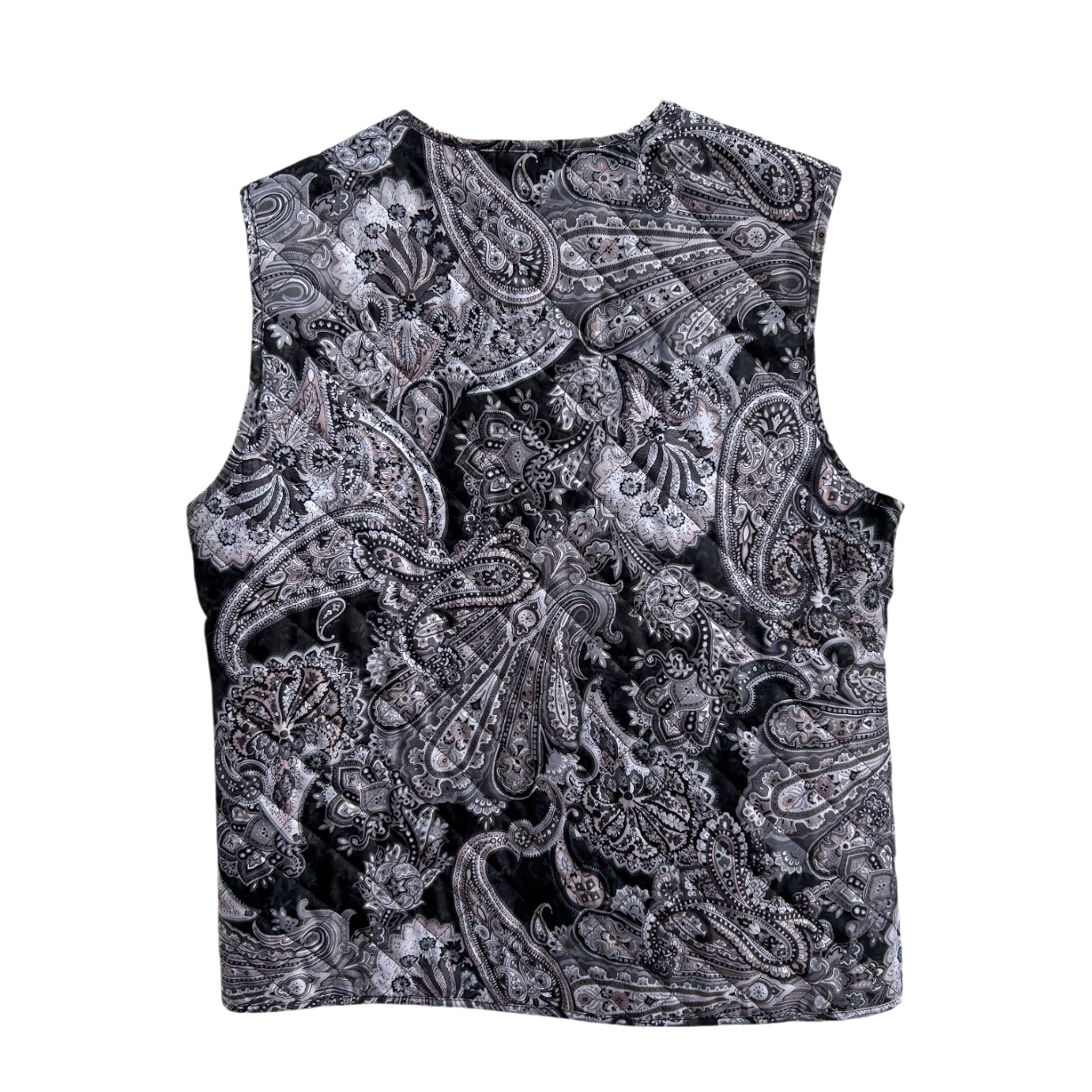 Atelier Creation Weste Damen Gr 40 Kurzgröße 20 Schwarz Grau Paisley Elegant