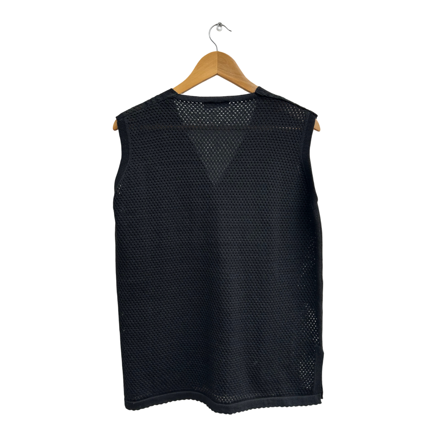 Vintage Anne M Netzweste Damen XL Schwarz 80er Stil Sommer Weste Retro Mesh