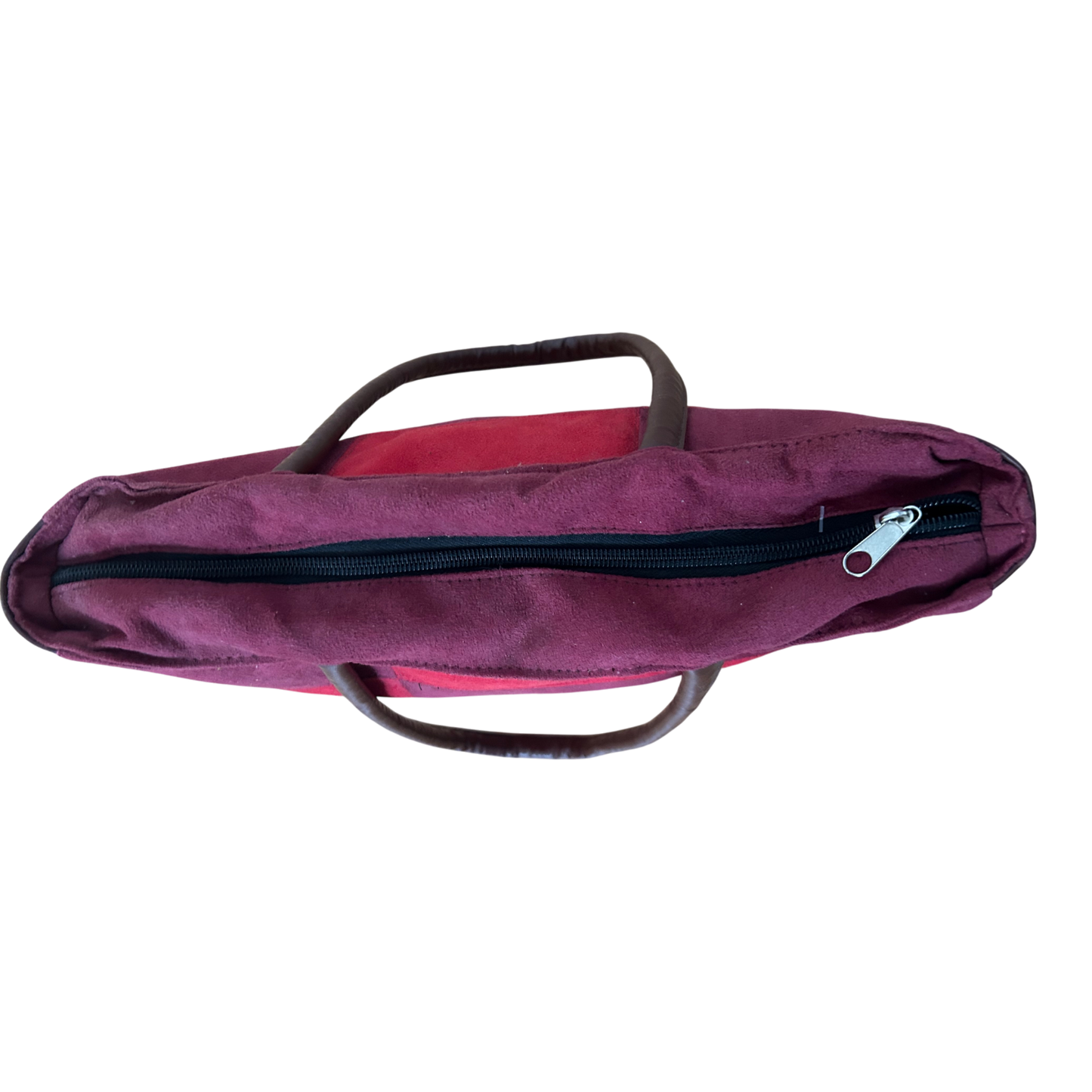 Tasche Wildlederoptik Rot Braun Patchwork Schultertasche Elegant Retro Stil