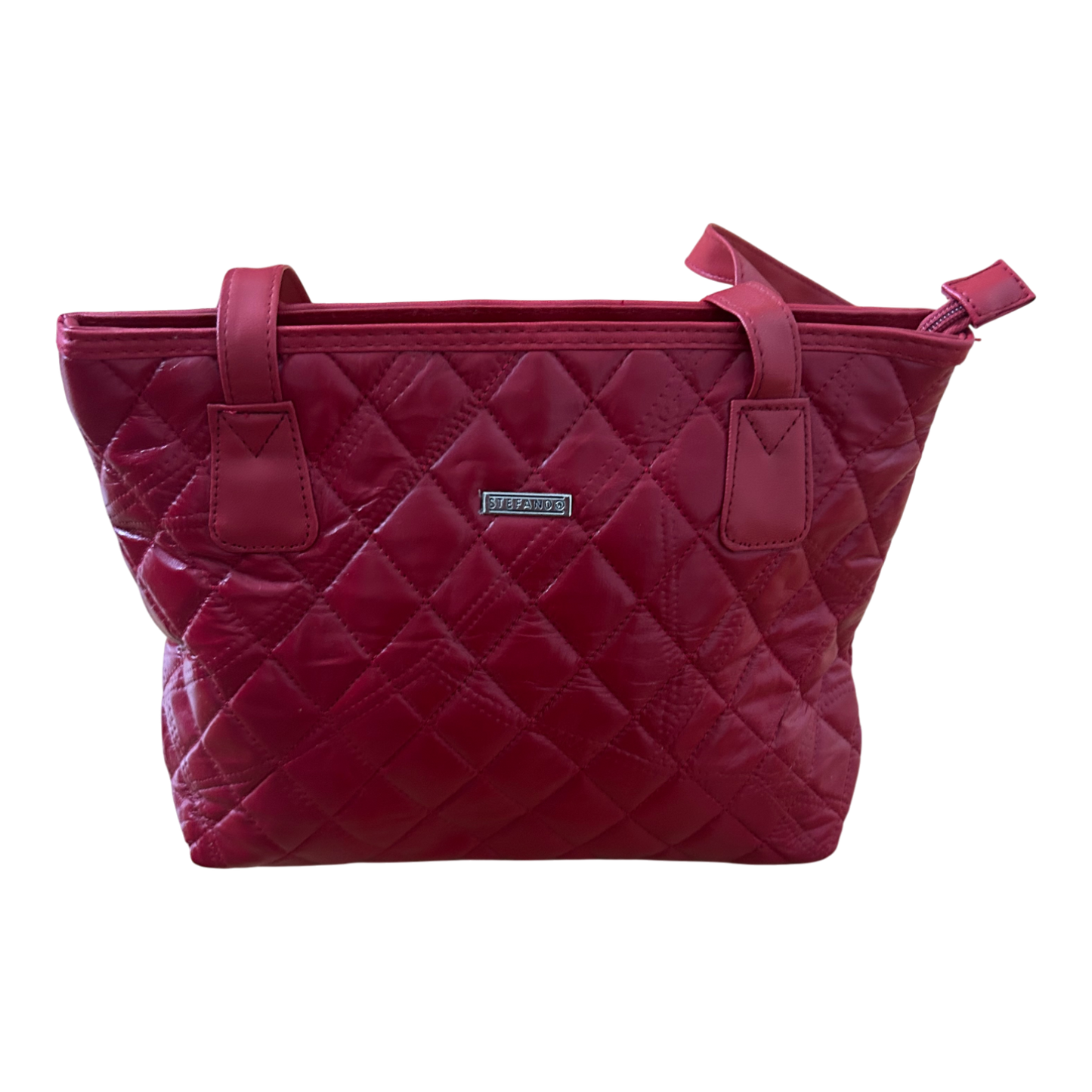 Stefano Tasche Rot Kunstleder Schultertasche Damen Elegant Gesteppt Klassisch