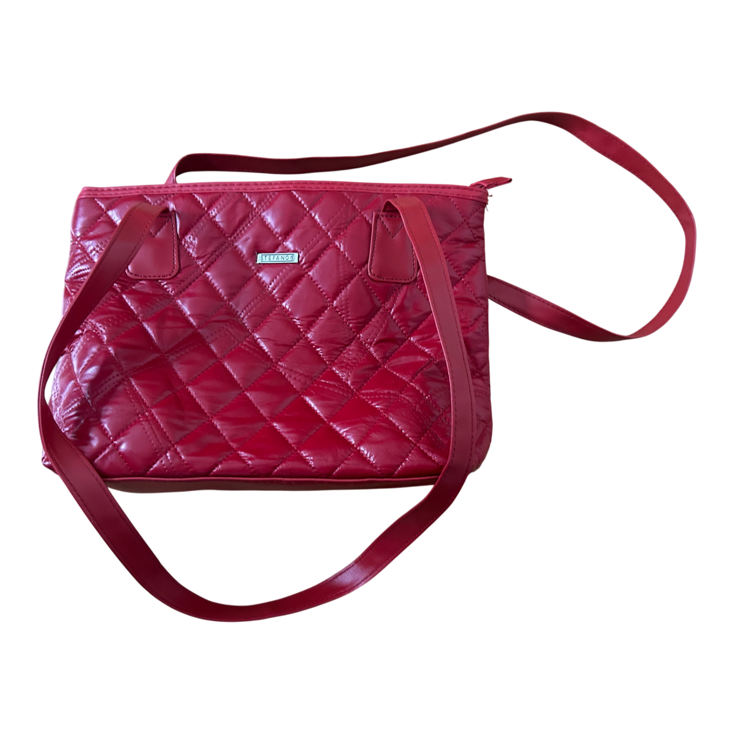 Stefano Tasche Rot Kunstleder Schultertasche Damen Elegant Gesteppt Klassisch