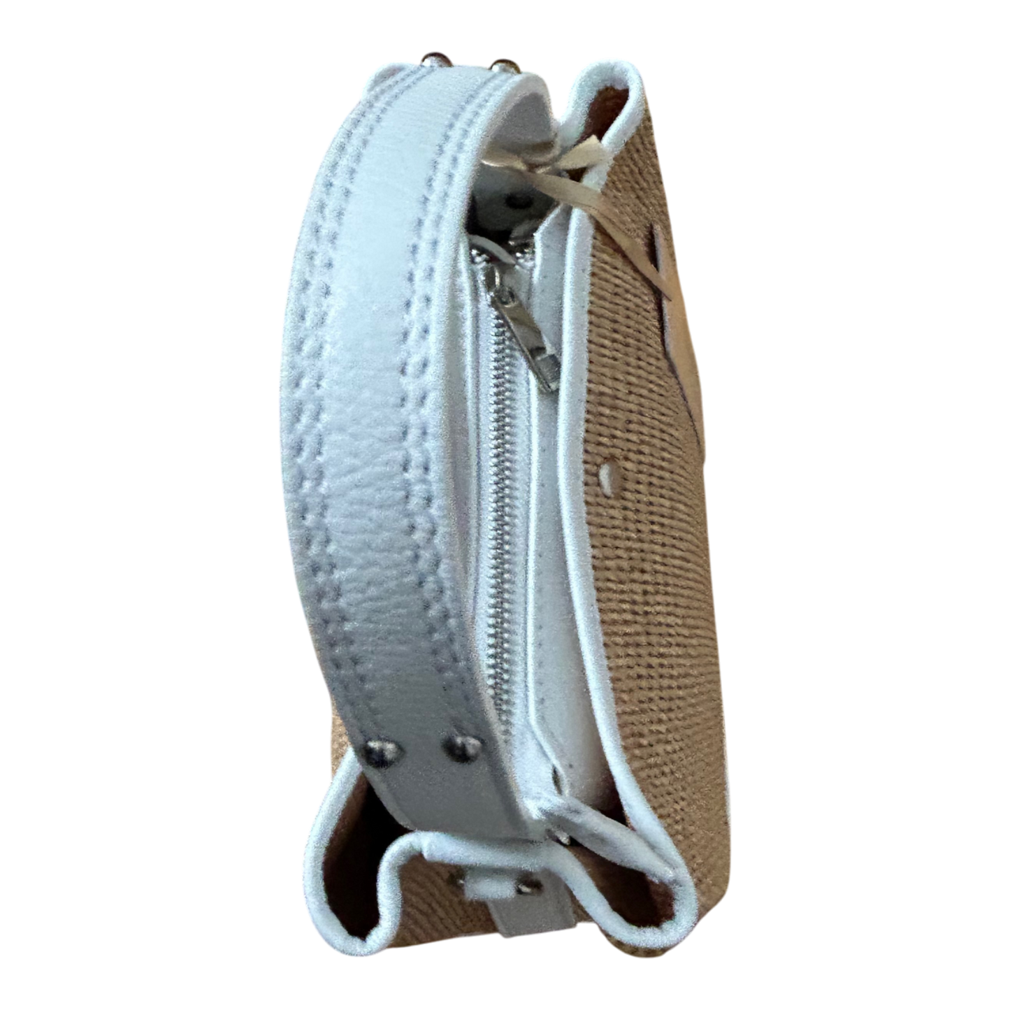 Bucket Bag Weiß Echtleder Raffia Tasche Italien Sommer Handtasche Elegant Neu