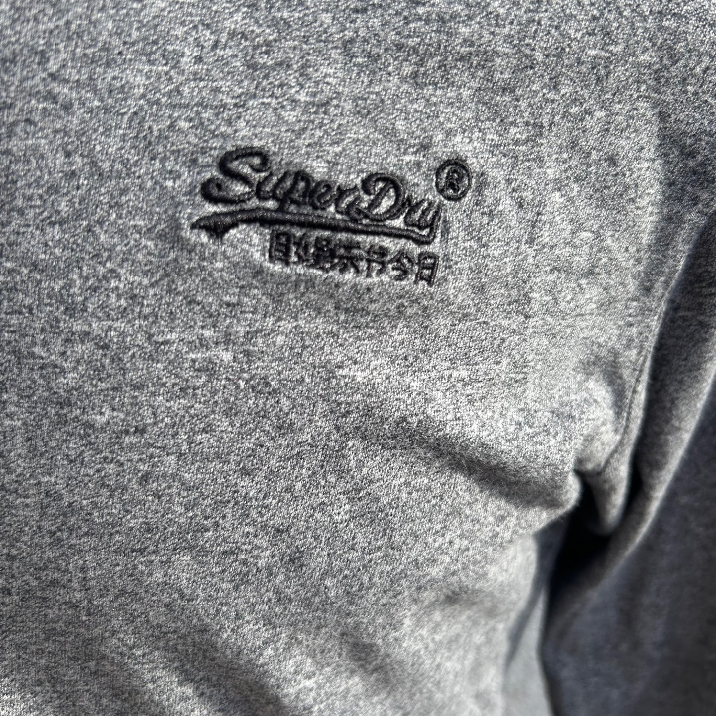 Superdry Longsleeve Herren Gr M Grau Baumwolle Logo Stickerei Casual Basic
