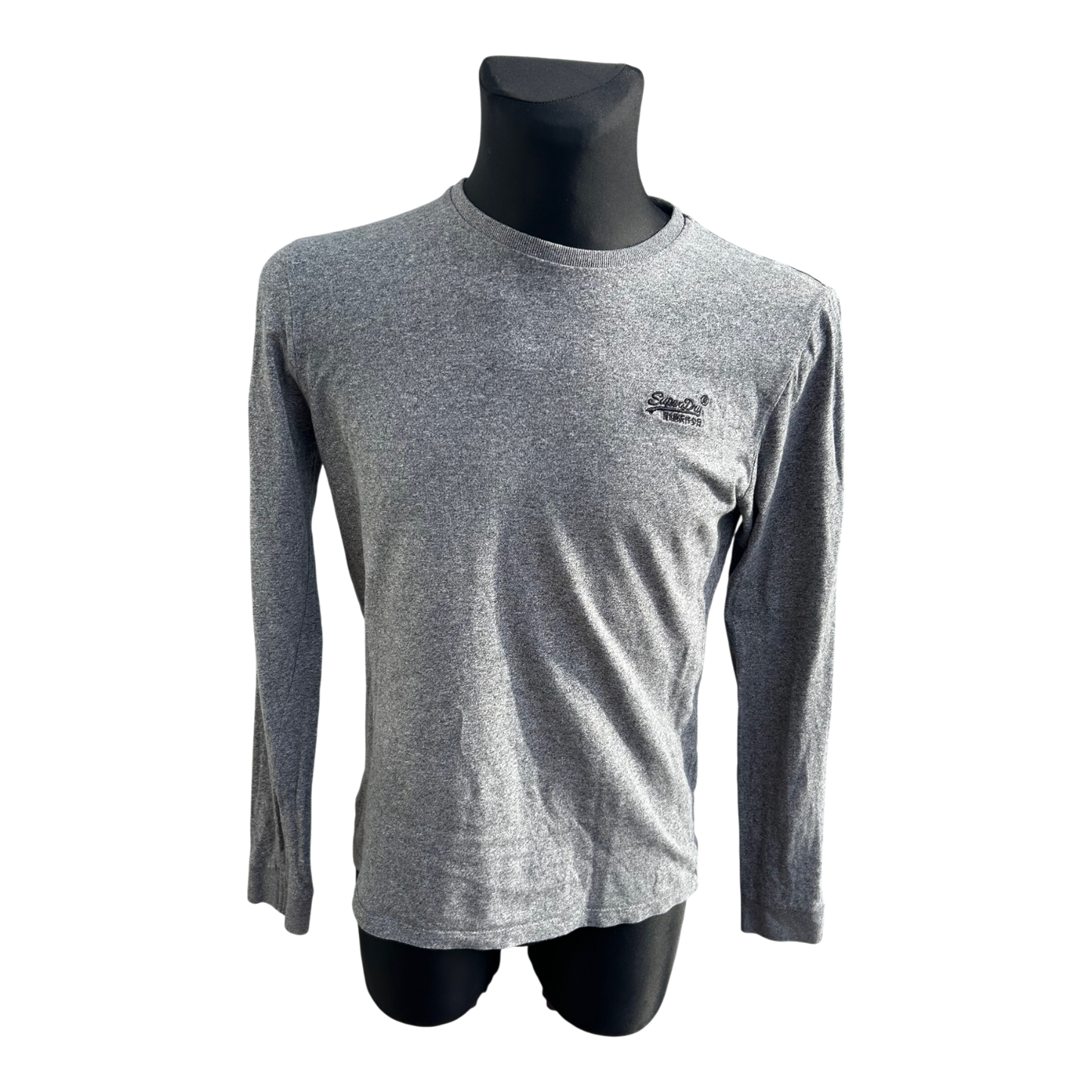 Superdry Longsleeve Herren Gr M Grau Baumwolle Logo Stickerei Casual Basic