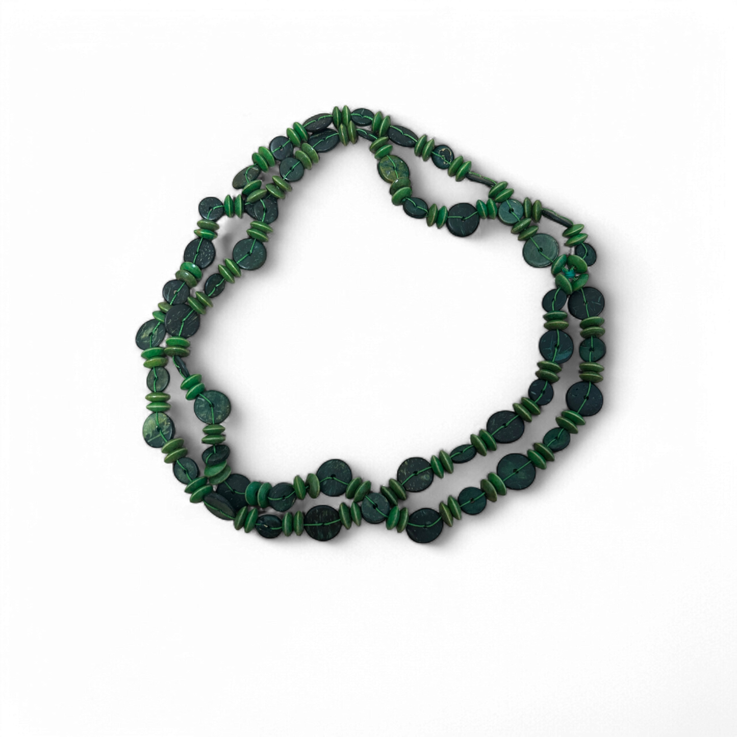 Holzkette Damen grün Naturmaterial Rundperlen Boho Schmuck Sommer Halskette 76cm